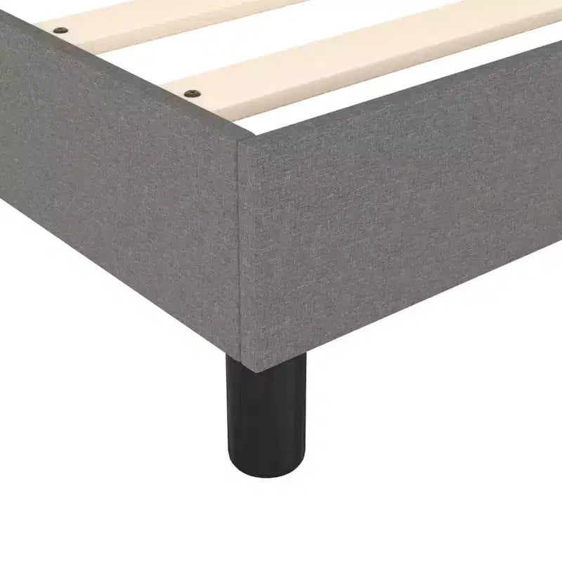 Bed Frame Dark Grey Polyester, Plywood, Engineered Wood Full