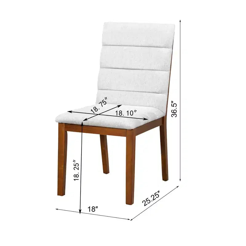 Homy Casa Set of 2 Upholstered Dining Chairs with Solid Wood Frame and Padded Back, Walnut & Light Gray