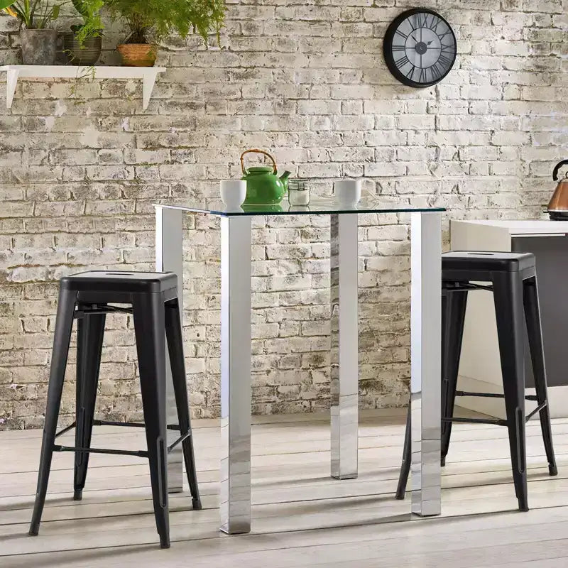Costway 30 Set of 4 Stackable Backless Metal Bar Stools w/ Footrest for Kitchen