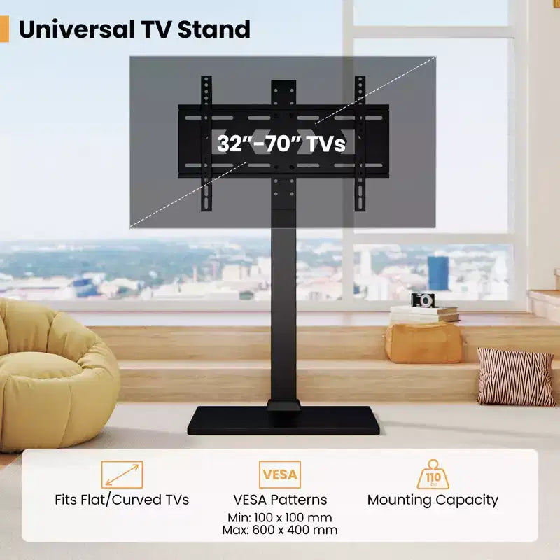 Costway Floor TV Stand Universal TV Stand for 32-70 Inch TVs up to 110 lbs Mount Stand