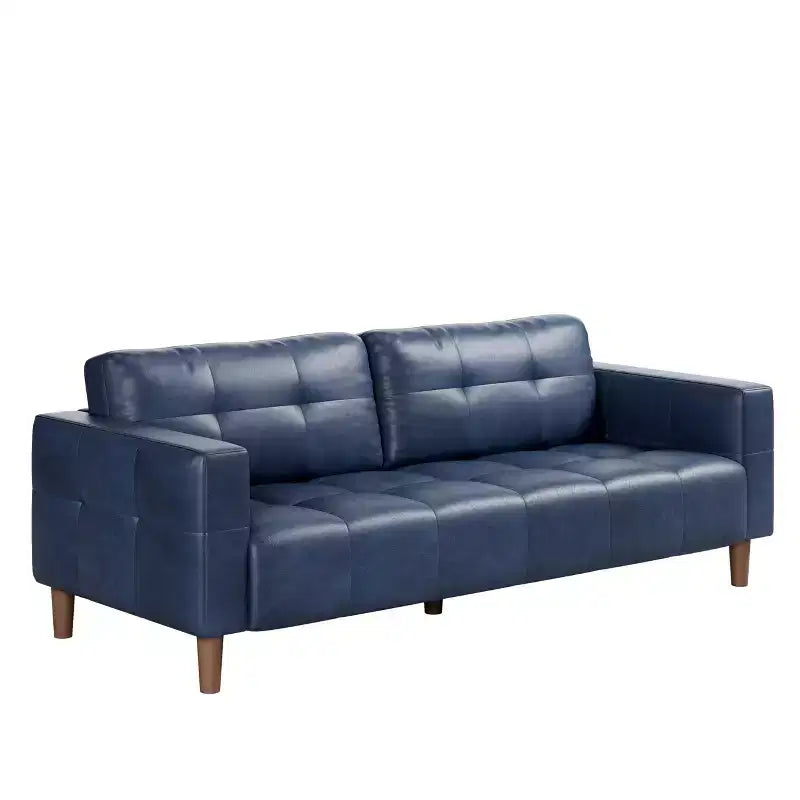 3-Seater Sofa Couch, 83 Wide Faux Leather Sofa Couch with Spring Cushion, Modern Sofa w/2 Removable Back Cushions, for Living Room, Bedroom