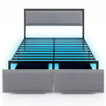 Costway Full Size Bed Frame w/ 2 Storage Drawers LED Lights Slats Support Modern
