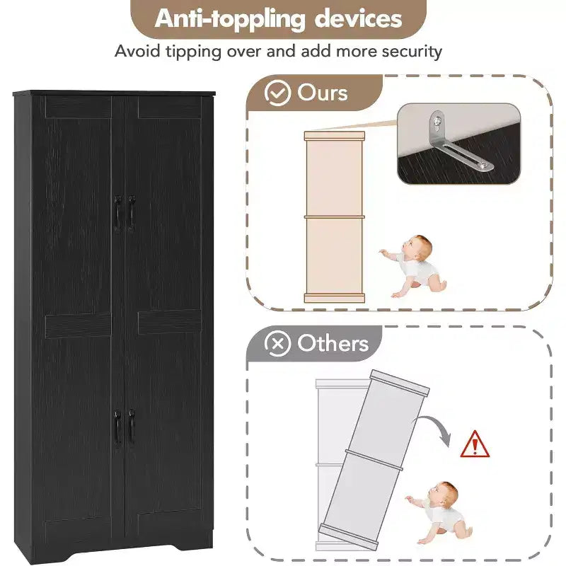 Double-door tall cabinet, compact and elegant without taking up much space, perfect for entryways, bedroom corners