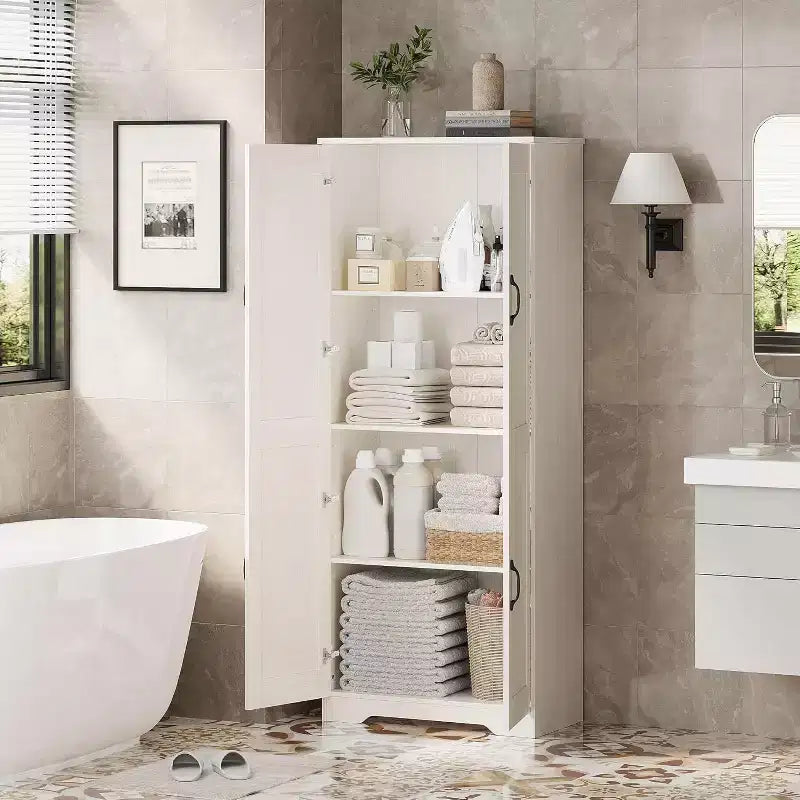 Double-door tall cabinet, compact and elegant without taking up much space, perfect for entryways, bedroom corners