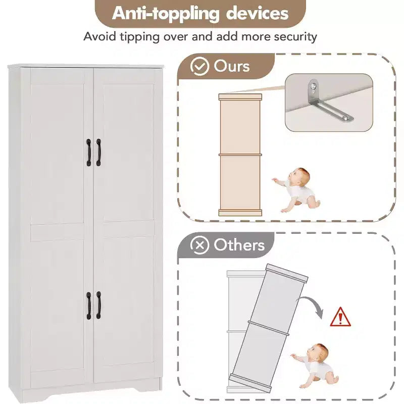 Double-door tall cabinet, compact and elegant without taking up much space, perfect for entryways, bedroom corners
