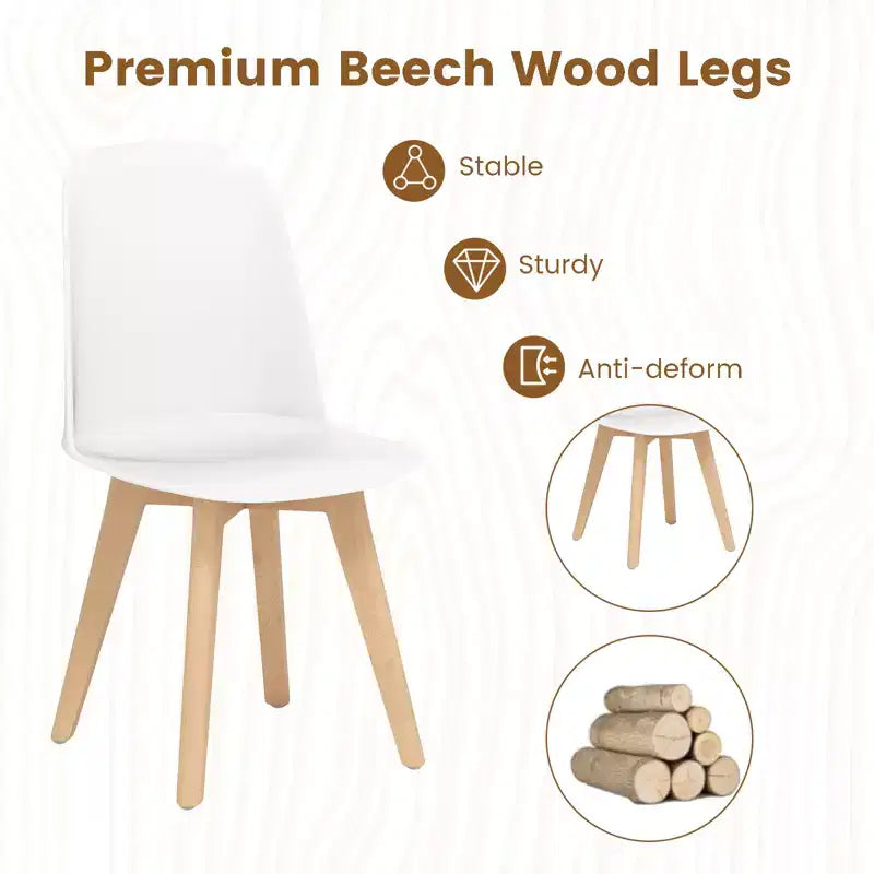 Costway Modern Dining Chairs Set of 4 Armless Kitchen Chairs 330 LBS Load Capacity