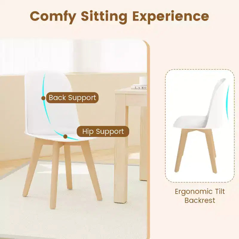 Costway Modern Dining Chairs Set of 4 Armless Kitchen Chairs 330 LBS Load Capacity