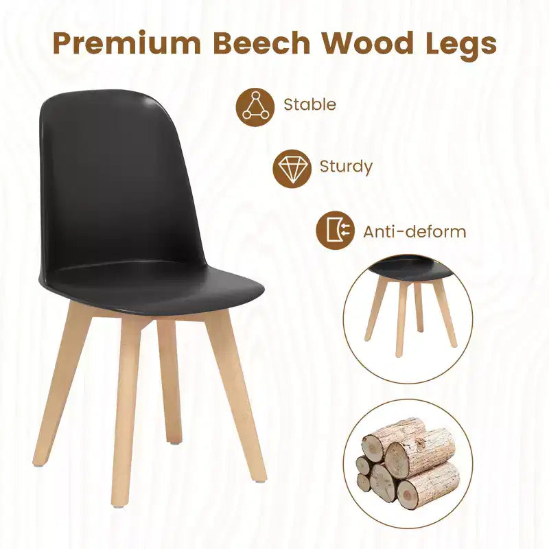 Costway Modern Dining Chairs Set of 4 Armless Kitchen Chairs 330 LBS Load Capacity