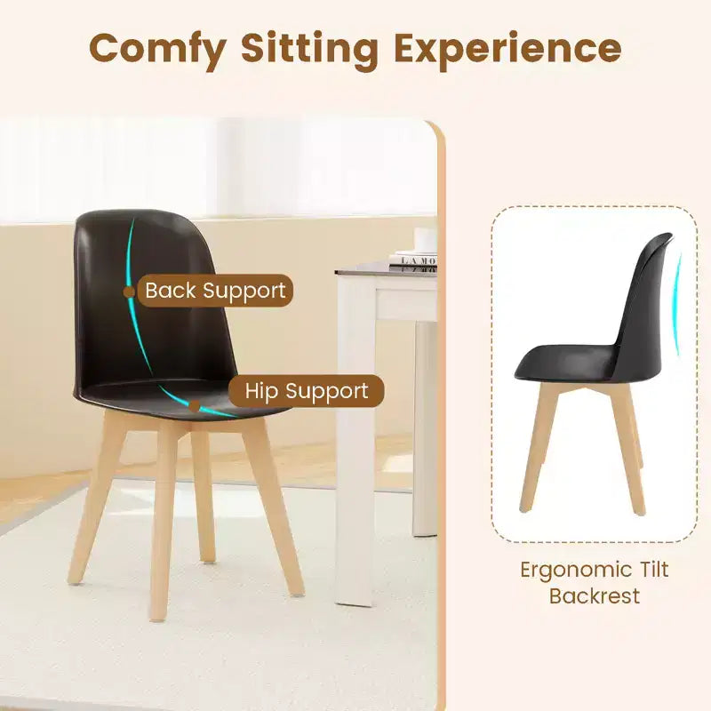 Costway Modern Dining Chairs Set of 4 Armless Kitchen Chairs 330 LBS Load Capacity