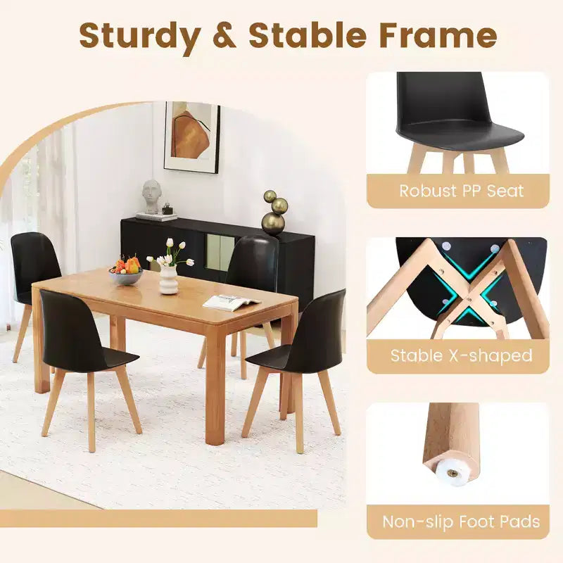 Costway Modern Dining Chairs Set of 4 Armless Kitchen Chairs 330 LBS Load Capacity