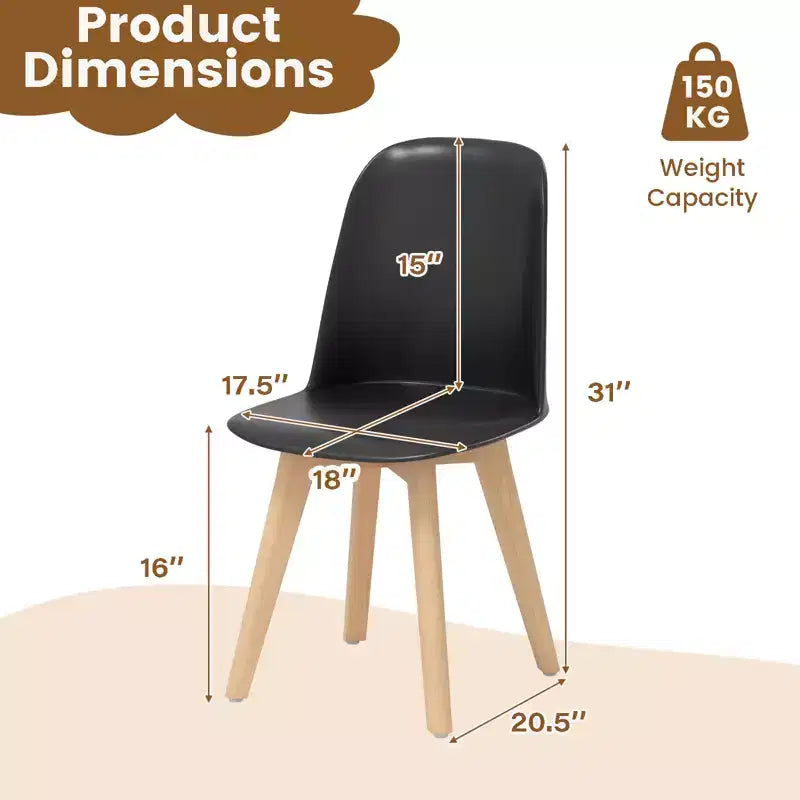 Costway Modern Dining Chairs Set of 4 Armless Kitchen Chairs 330 LBS Load Capacity