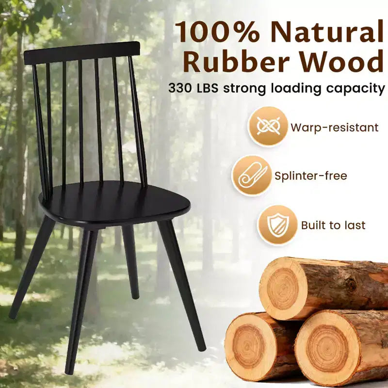 Costway Windsor Dining Chairs Set of 2/4 w/Rubber Wood Frame High Spindle Back for Home