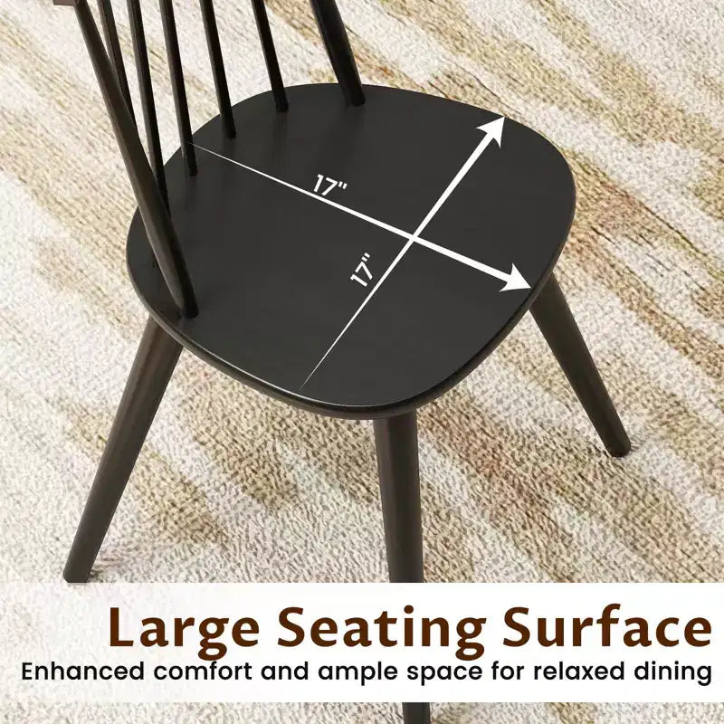 Costway Windsor Dining Chairs Set of 2/4 w/Rubber Wood Frame High Spindle Back for Home