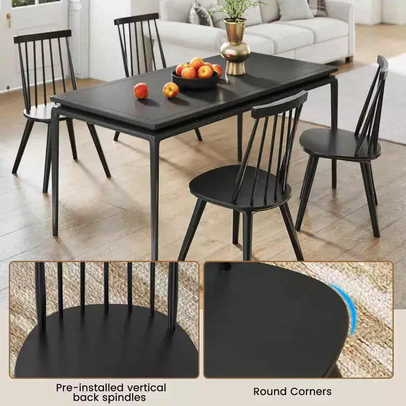 Costway Windsor Dining Chairs Set of 2/4 w/Rubber Wood Frame High Spindle Back for Home