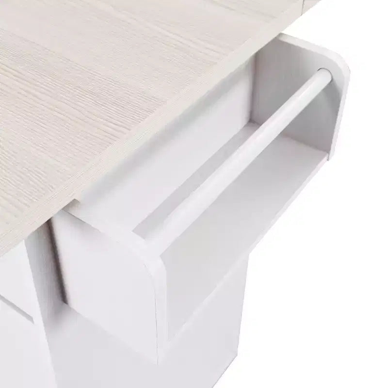 Kitchen Island with Trash Can Storage Cabinet, Kitchen Cart with Drop Leaf, Rolling Kitchen Island on Wheels with Adjustable Shelf and Drawer
