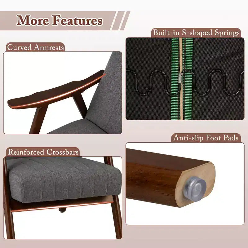 Costway Modern Accent Chair Leathaire Leisure Armchair w/ Rubber Wood Frame & Felt Pads
