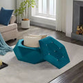 Okak Modern Velvet Diamond Tufted Ottoman Coffee Table with Practical Storage,Multi-Functional Side Footrest for Bedroom,Entryway