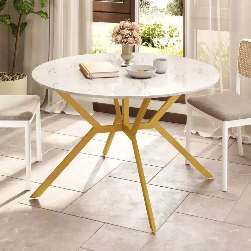 Costway Folding Dining Table 47 Extendable Round Kitchen Table w/Drop Leaves for Home