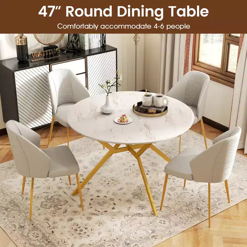 Costway Folding Dining Table 47 Extendable Round Kitchen Table w/Drop Leaves for Home
