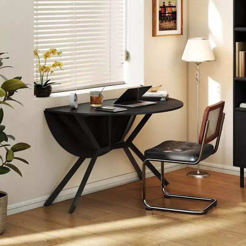 Costway Folding Dining Table 47 Extendable Round Kitchen Table w/Drop Leaves for Home