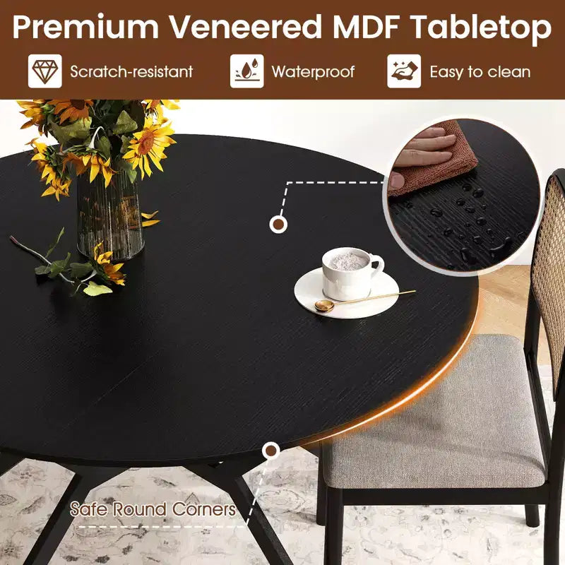 Costway Folding Dining Table 47 Extendable Round Kitchen Table w/Drop Leaves for Home
