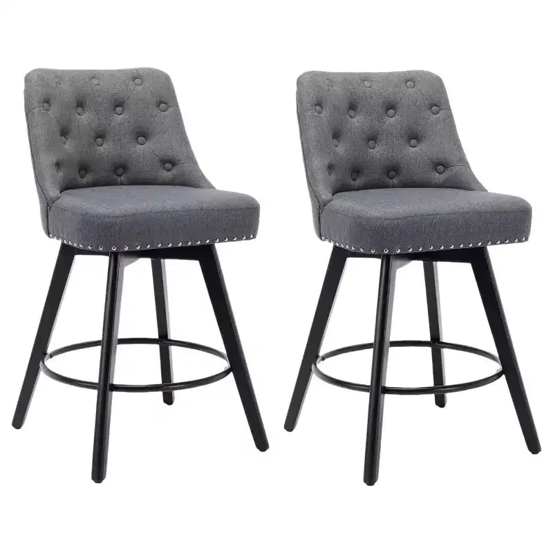 Modern Swivel Bar Stools Set of 2, Upholstered, Footrest, Backrest and Metal Legs, Modern Counter Height Barstools for Bar, Kitchen Island