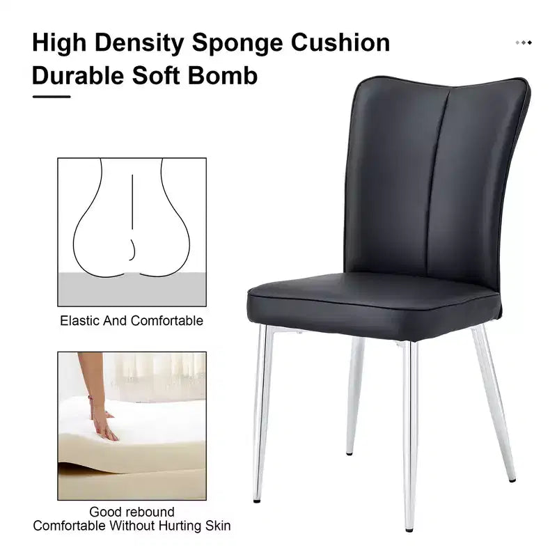 Dining Chairs Set Of 4, Modern Minimalist Upholstered Dining Chairs With Backrest And Metal Legs black