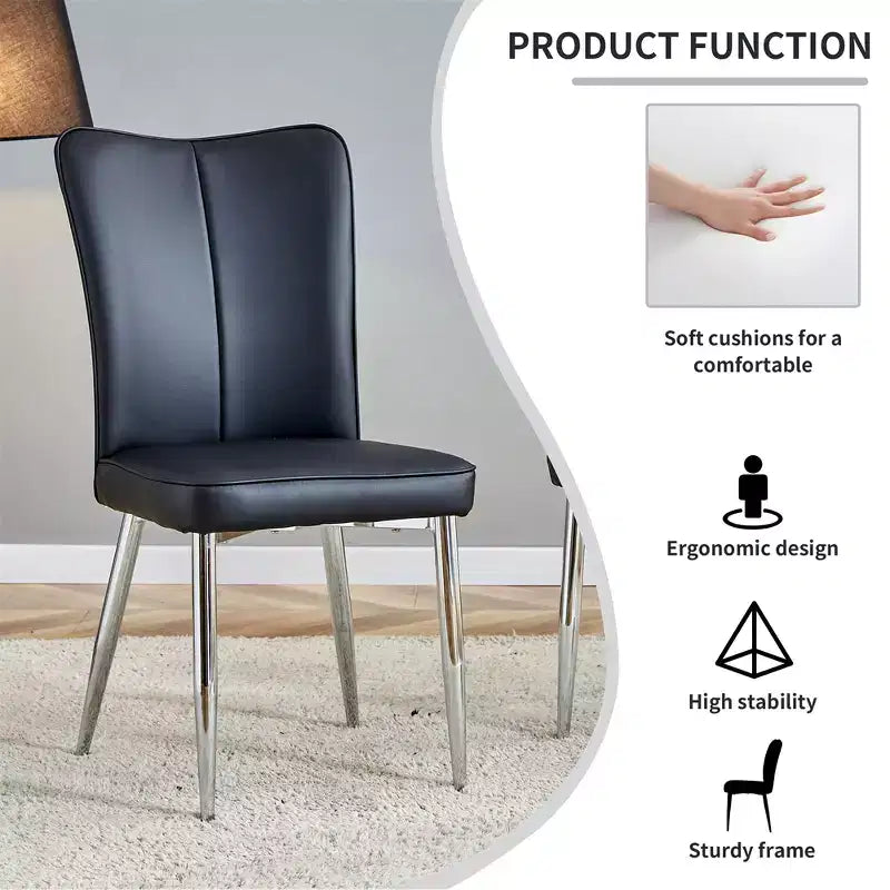 Dining Chairs Set Of 4, Modern Minimalist Upholstered Dining Chairs With Backrest And Metal Legs black