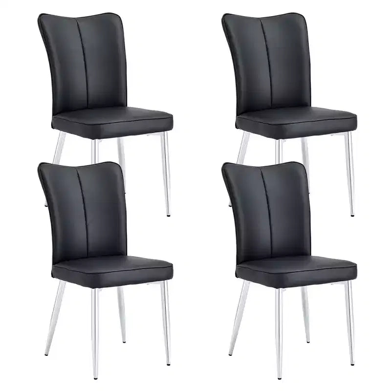 Dining Chairs Set Of 4, Modern Minimalist Upholstered Dining Chairs With Backrest And Metal Legs black
