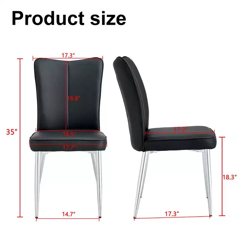 Dining Chairs Set Of 4, Modern Minimalist Upholstered Dining Chairs With Backrest And Metal Legs black
