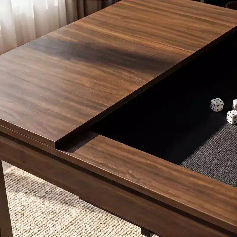 Famapy Walnut Multi-Functional Dining Game Table Convertible Table  Dining, Office & Board Game Station