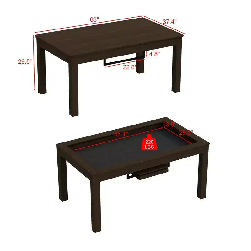 Famapy Walnut Multi-Functional Dining Game Table Convertible Table  Dining, Office & Board Game Station