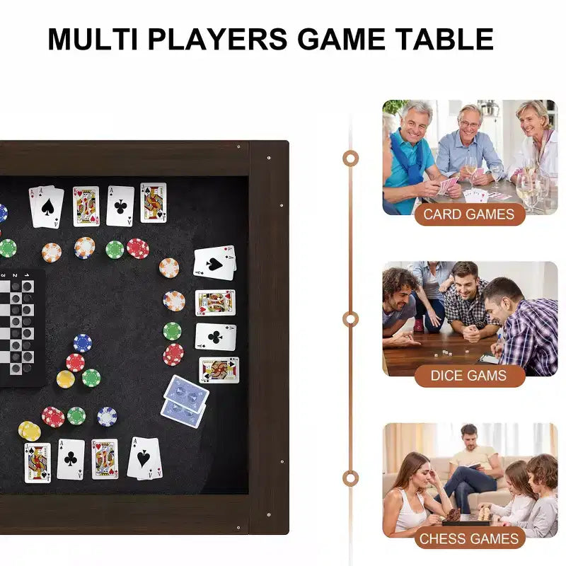 Famapy Walnut Multi-Functional Dining Game Table Convertible Table  Dining, Office & Board Game Station