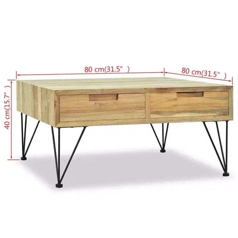vidaXL Coffee Table 31.5x31.5x15.7 Solid Teak