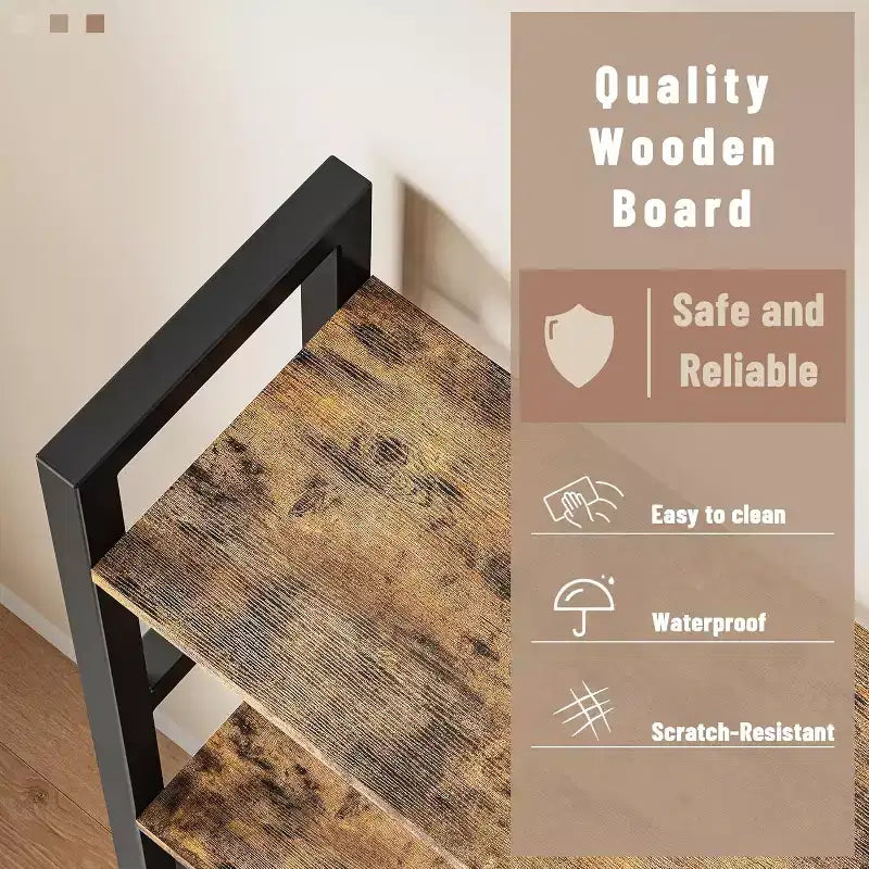 4-layer Bookshelves, Large Wooden Bookcases, Open Display Racks for Living Rooms and Bedrooms, Modern Bookshelf Metal-framed Furniture, Brown.