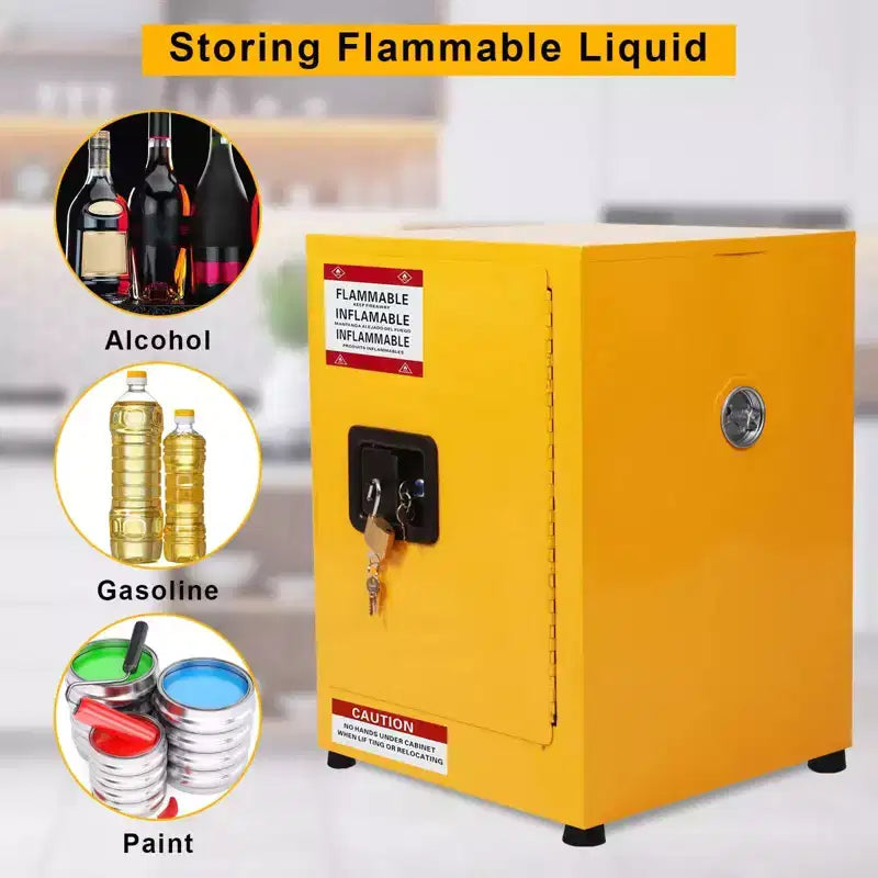 17 x 17 x 22 Galvanized Steel Safety Cabinet - Industrial-Grade Flammable Storage with Adjustable Shelf