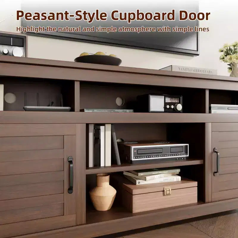Coolmee 70.9 TV Stand, Entertainment Center with Adjustable Shelves, Farmhouse TV Stand with Cabinet Doors,for Living Room, Bedroom