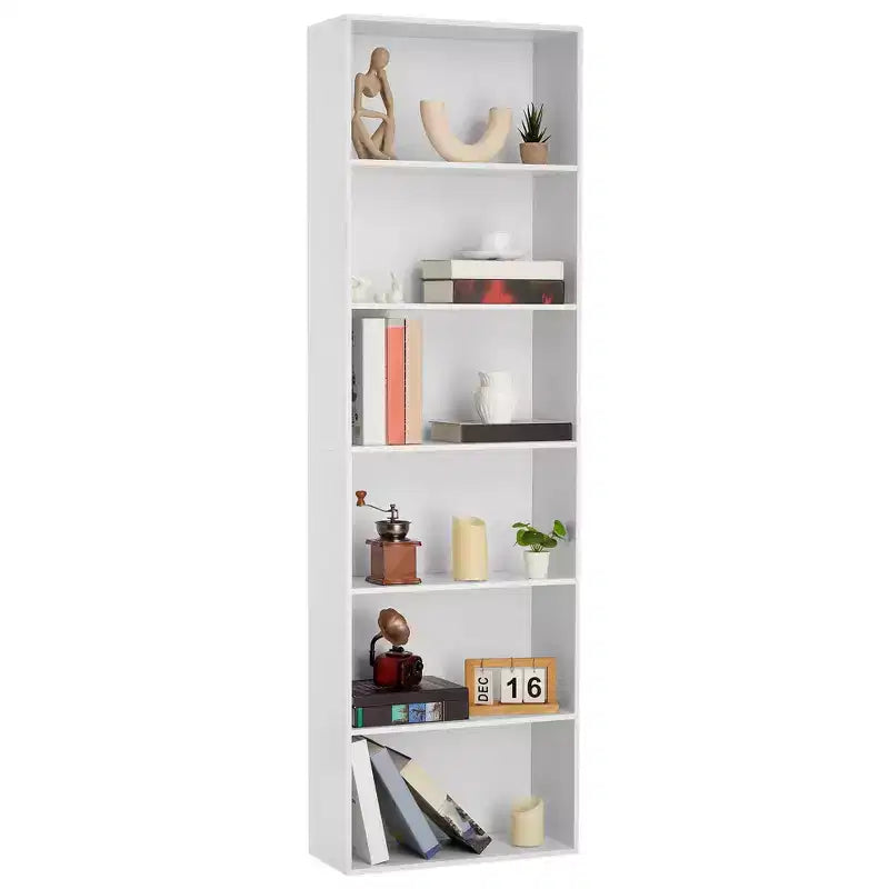 6 Tier Open Bookcase, Rustic Farmhouse Book Shelves, Spacious Organization for Storage, Organize Office, Durable & Resilient Build, Easy Assembly