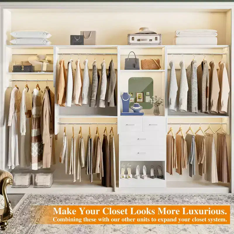 Besiost 95 Closet Organizer with 5 Hanging Rods, Wall Mounted Clothes Hanging Rack for Organization