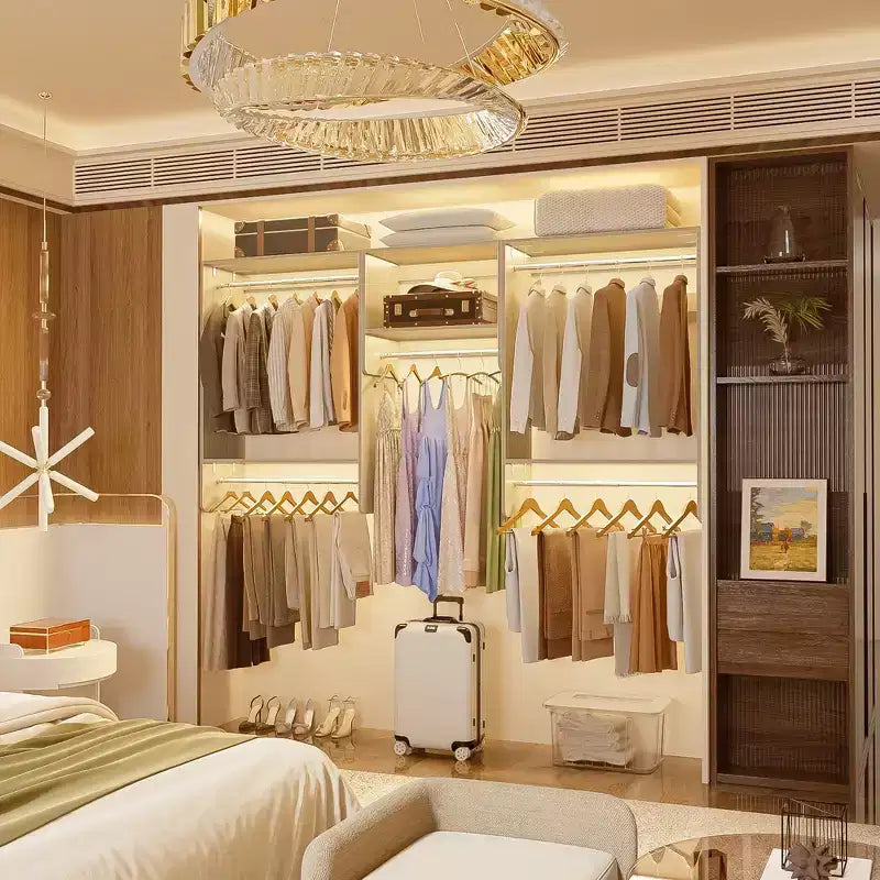 Besiost 95 Closet Organizer with 5 Hanging Rods, Wall Mounted Clothes Hanging Rack for Organization