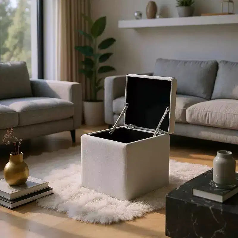 MAYEERTY Multi-Functional Storage Ottoman, Cushioned, Home Use