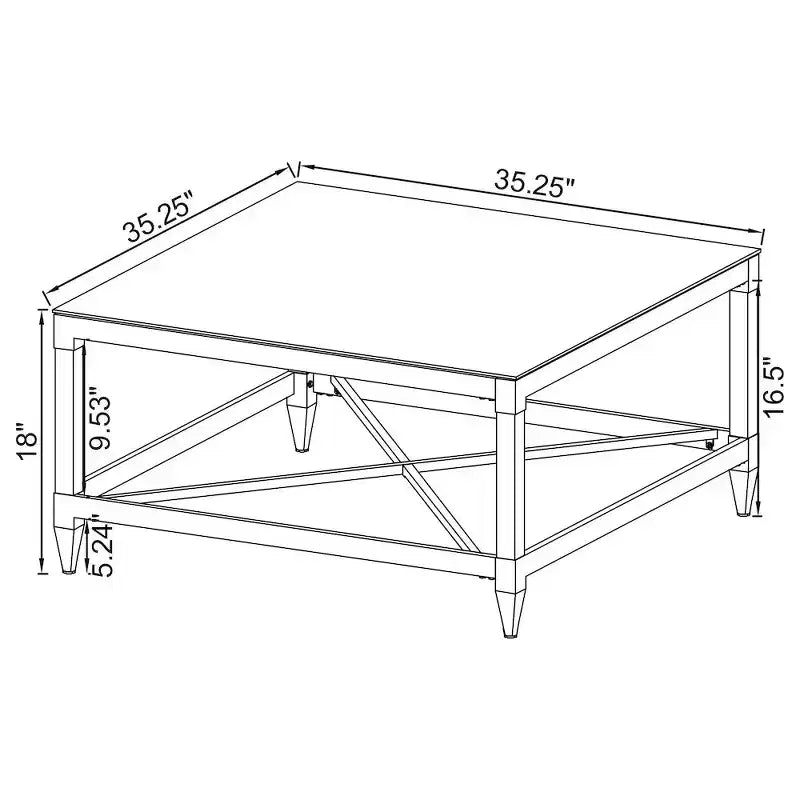 Coaster,Lindley Square Tempered Mirror Acrylic Coffee Table