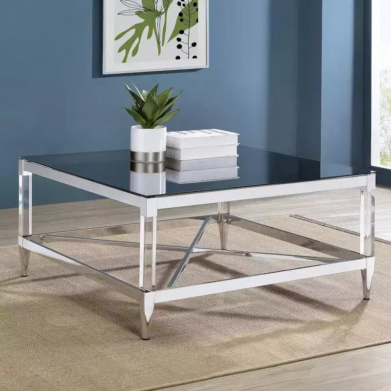 Coaster,Lindley Square Tempered Mirror Acrylic Coffee Table