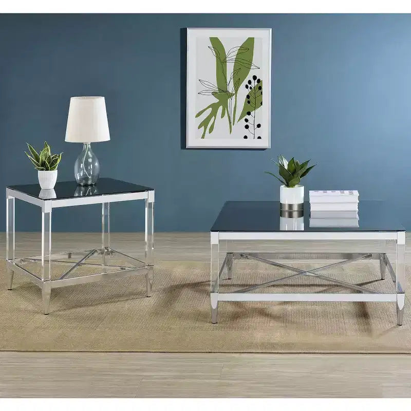 Coaster,Lindley Square Tempered Mirror Acrylic Coffee Table