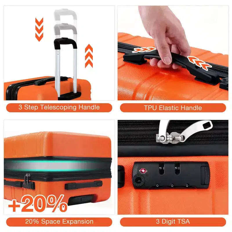 24 inch Expandable Hard Shell Carry On Luggage with Spinner Wheels, Hardside Carry On Suitcase with Tsa Lock, Lightweight Hardshell Suitcase
