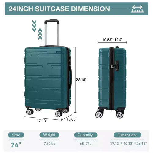 24 inch Expandable Hard Shell Carry On Luggage with Spinner Wheels, Hardside Carry On Suitcase with Tsa Lock, Lightweight Hardshell Suitcase