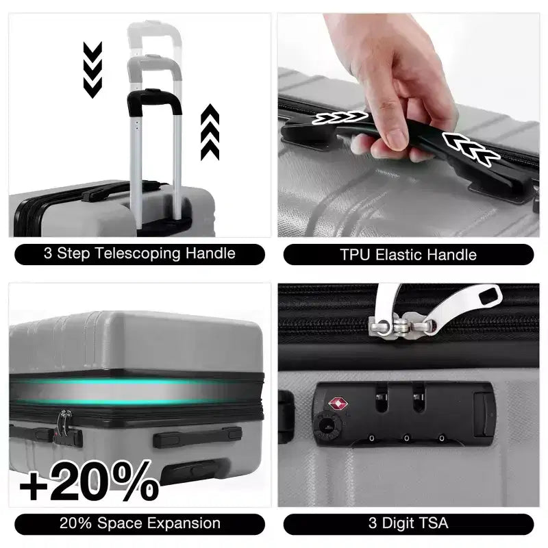 24 inch Expandable Hard Shell Carry On Luggage with Spinner Wheels, Hardside Carry On Suitcase with Tsa Lock, Lightweight Hardshell Suitcase