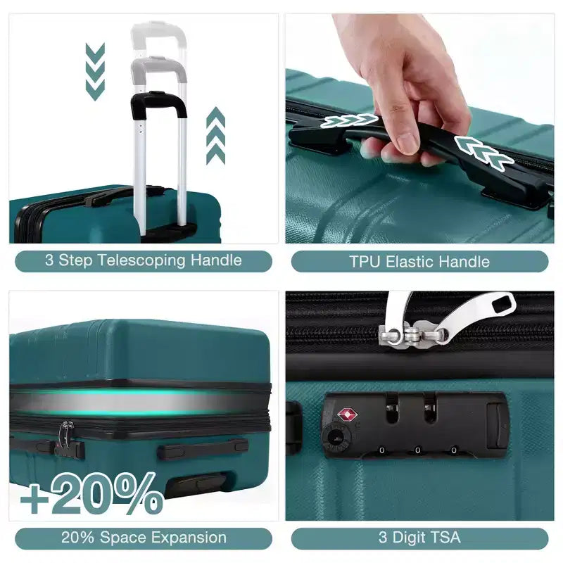 24 inch Expandable Hard Shell Carry On Luggage with Spinner Wheels, Hardside Carry On Suitcase with Tsa Lock, Lightweight Hardshell Suitcase