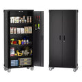 Garvee 72 inch Metal Garage Cabinet with Pegboard, Tall Storage Cabinets W/Doors & Adjustable Shelves, Black
