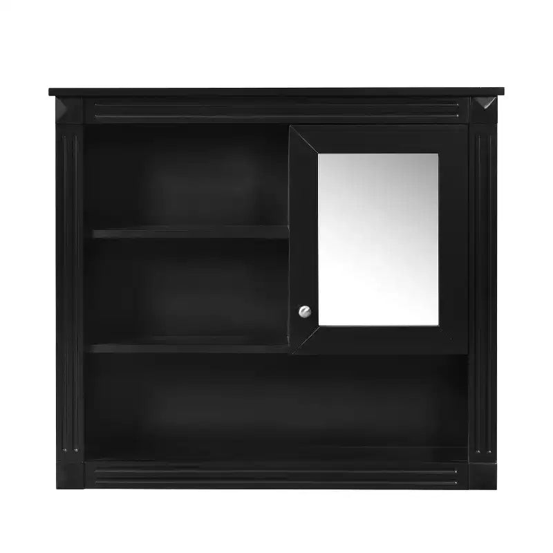 FAMYYT 32 in. W x 28 in. H Rectangular MDF Medicine Cabinet with Mirror, 5 Removable Shelves, Soft-closing Hinges